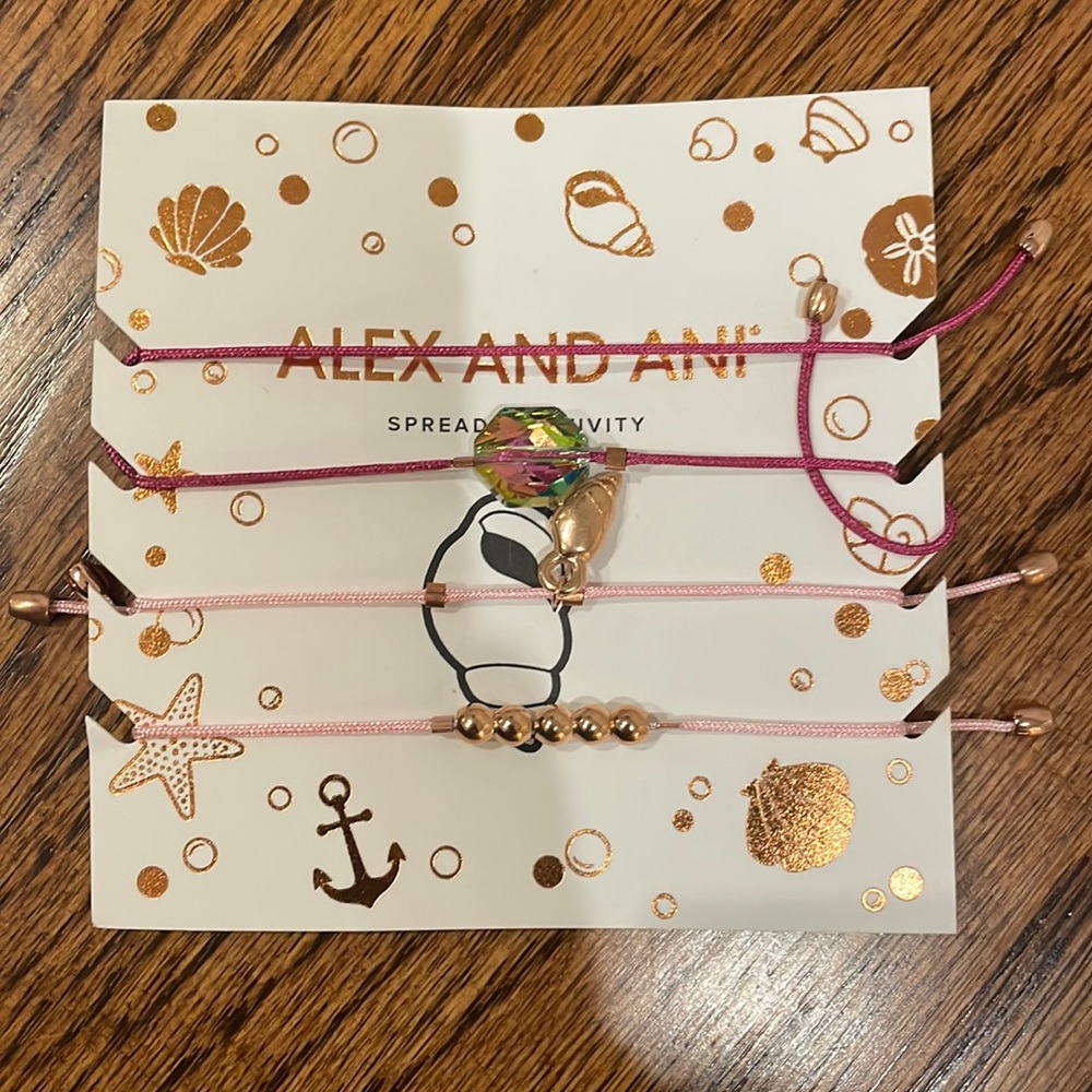 Alex and Ani Conch Shell Cord Bracelet Set (4)